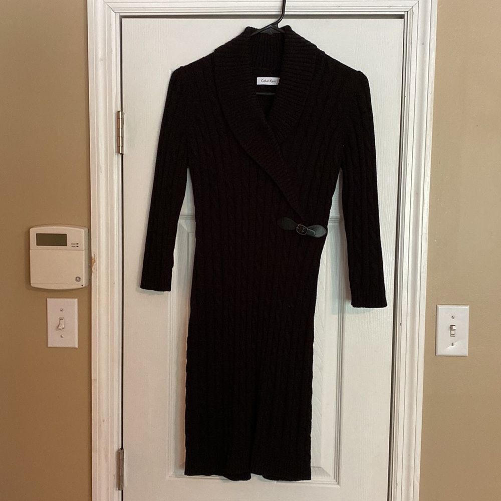 Calvin Klein Long Sleeve Cable Knit Sweater Dress Small